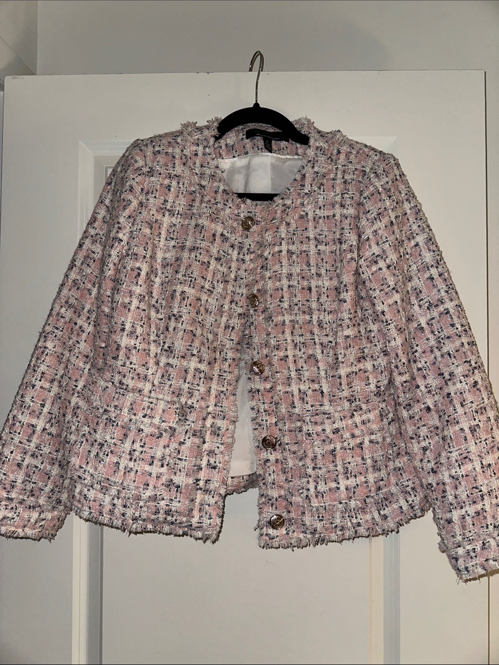 Women’s Pink Tweed Jacket - Classic Button Front